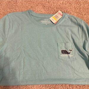 Vineyard Vines Aqua Tee with Whale Pocket